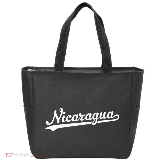 Nicaragua Baseball Jersey Script With Swoosh Zip Tote Bag