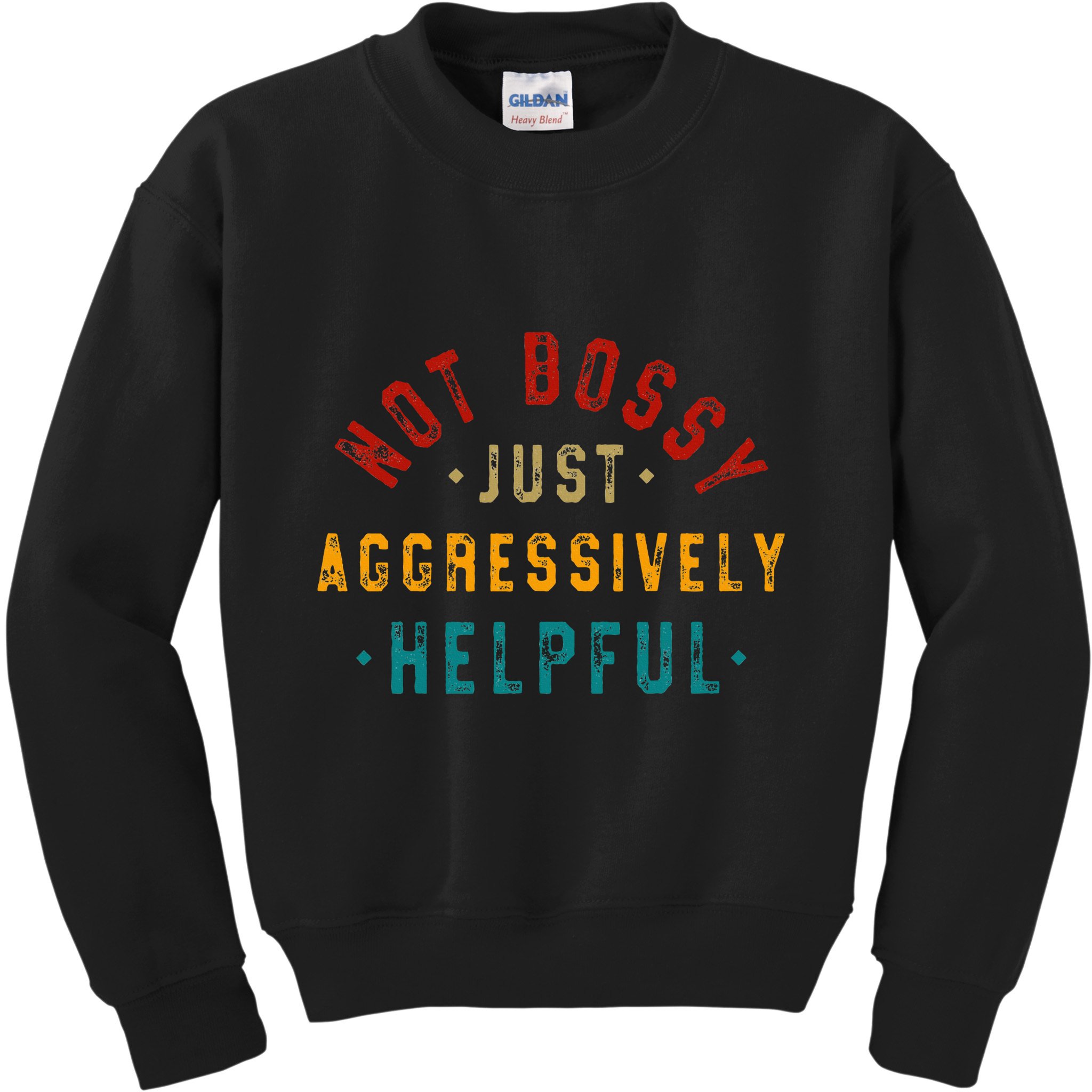 Not Bossy Just Aggressively Helpful Vintage Humor Sarcam Kids Sweatshirt