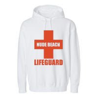 Nude Beach Lifeguard Garment-Dyed Fleece Hoodie