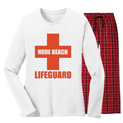 Nude Beach Lifeguard Women's Long Sleeve Flannel Pajama Set 