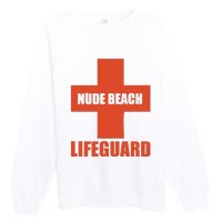 Nude Beach Lifeguard Premium Crewneck Sweatshirt