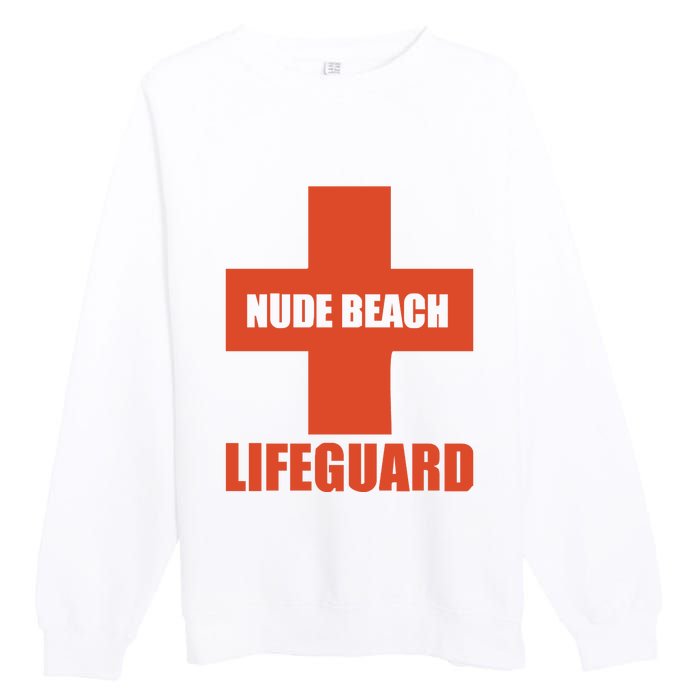 Nude Beach Lifeguard Premium Crewneck Sweatshirt