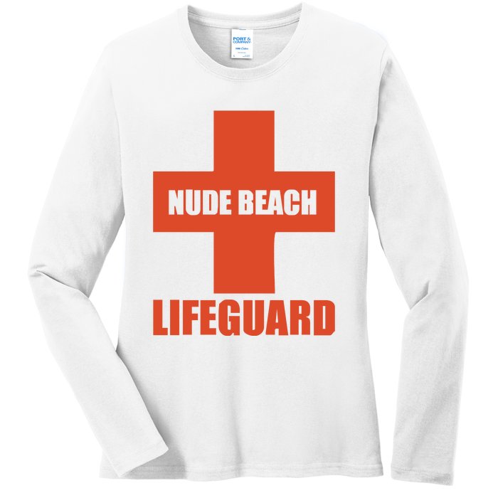 Nude Beach Lifeguard Ladies Long Sleeve Shirt