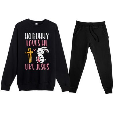 No Bunny Loves Me Like Jesus Easter Christian Religious Premium Crewneck Sweatsuit Set