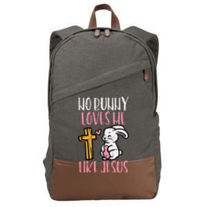 No Bunny Loves Me Like Jesus Easter Christian Religious Cotton Canvas Backpack