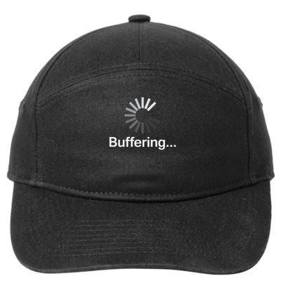Nerdy Buffering Loading Screen Funny Meme Nerd Streaming Lol 7-Panel Snapback Hat