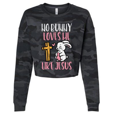 No Bunny Loves Me Like Jesus Easter Christian Religious Cropped Pullover Crew