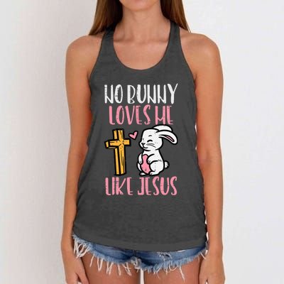 No Bunny Loves Me Like Jesus Easter Christian Religious Women's Knotted Racerback Tank