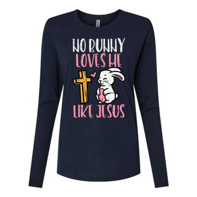 No Bunny Loves Me Like Jesus Easter Christian Religious Womens Cotton Relaxed Long Sleeve T-Shirt