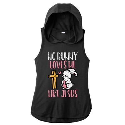 No Bunny Loves Me Like Jesus Easter Christian Religious Ladies PosiCharge Tri-Blend Wicking Draft Hoodie Tank