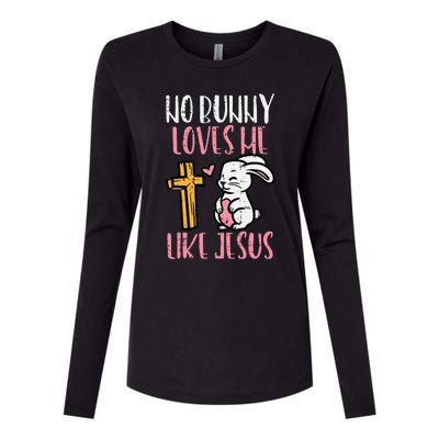 No Bunny Loves Me Like Jesus Easter Christian Religious Womens Cotton Relaxed Long Sleeve T-Shirt