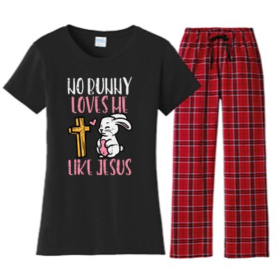 No Bunny Loves Me Like Jesus Easter Christian Religious Women's Flannel Pajama Set