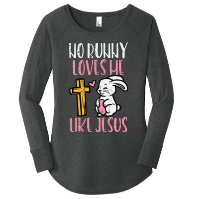 No Bunny Loves Me Like Jesus Easter Christian Religious Women's Perfect Tri Tunic Long Sleeve Shirt