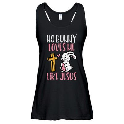 No Bunny Loves Me Like Jesus Easter Christian Religious Ladies Essential Flowy Tank