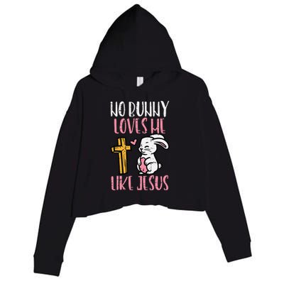 No Bunny Loves Me Like Jesus Easter Christian Religious Crop Fleece Hoodie