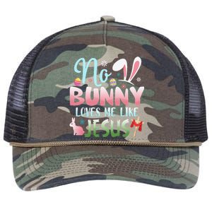 No Bunny Loves Me Like Jesus Easter Christian Religious Retro Rope Trucker Hat Cap