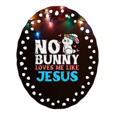 No Bunny Loves Me Like Jesus Christian Religious Easter Ceramic Oval Ornament