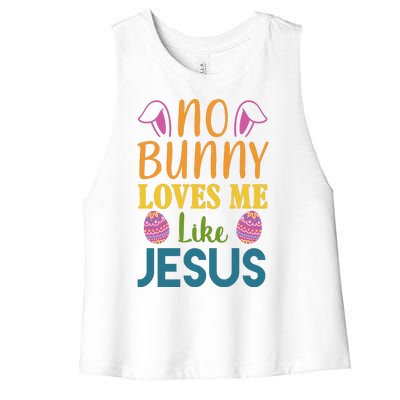 No Bunny Loves Me Like Jesus Easter Holiday Women's Racerback Cropped Tank