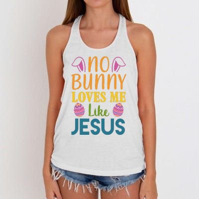 No Bunny Loves Me Like Jesus Easter Holiday Women's Knotted Racerback Tank