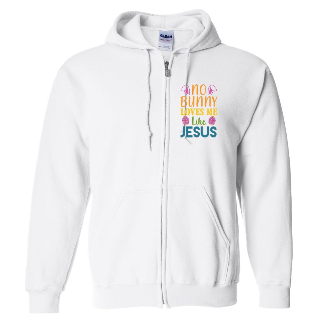 No Bunny Loves Me Like Jesus Easter Holiday Full Zip Hoodie