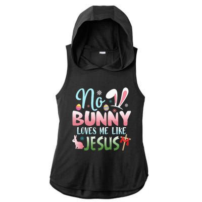 No Bunny Loves Me Like Jesus Easter Christian Religious Ladies PosiCharge Tri-Blend Wicking Draft Hoodie Tank