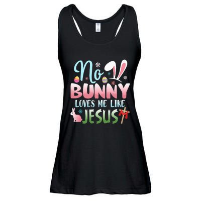 No Bunny Loves Me Like Jesus Easter Christian Religious Ladies Essential Flowy Tank