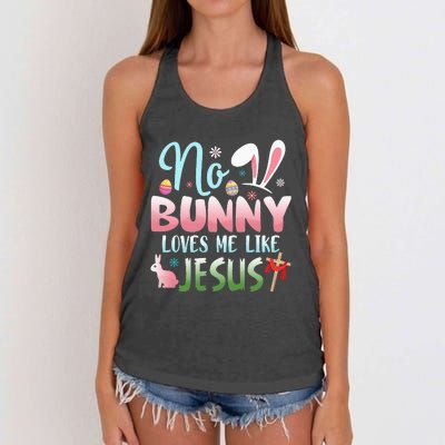 No Bunny Loves Me Like Jesus Easter Christian Religious Women's Knotted Racerback Tank