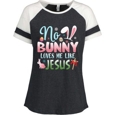 No Bunny Loves Me Like Jesus Easter Christian Religious Enza Ladies Jersey Colorblock Tee