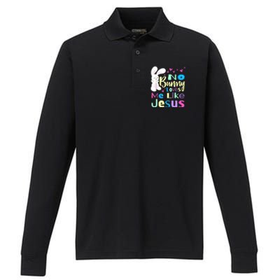 No Bunny Loves Me Like Jesus Jesus Loves Me Easter Performance Long Sleeve Polo