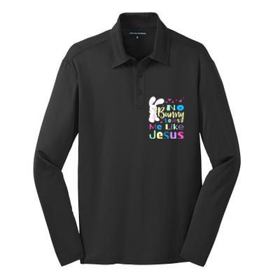 No Bunny Loves Me Like Jesus Jesus Loves Me Easter Silk Touch Performance Long Sleeve Polo