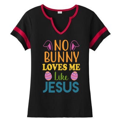 No Bunny Loves Me Like Jesus Easter Ladies Halftime Notch Neck Tee