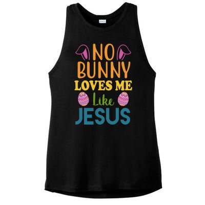 No Bunny Loves Me Like Jesus Easter Ladies PosiCharge Tri-Blend Wicking Tank