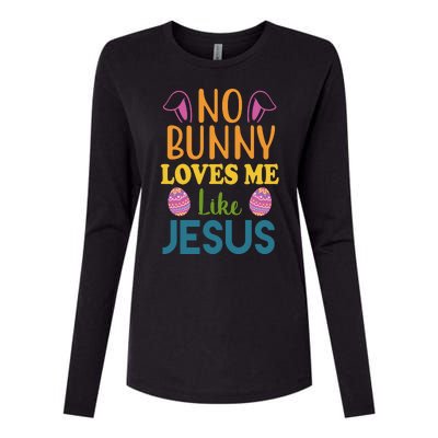 No Bunny Loves Me Like Jesus Easter Womens Cotton Relaxed Long Sleeve T-Shirt