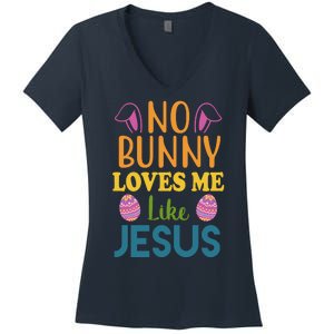 No Bunny Loves Me Like Jesus Easter Women's V-Neck T-Shirt