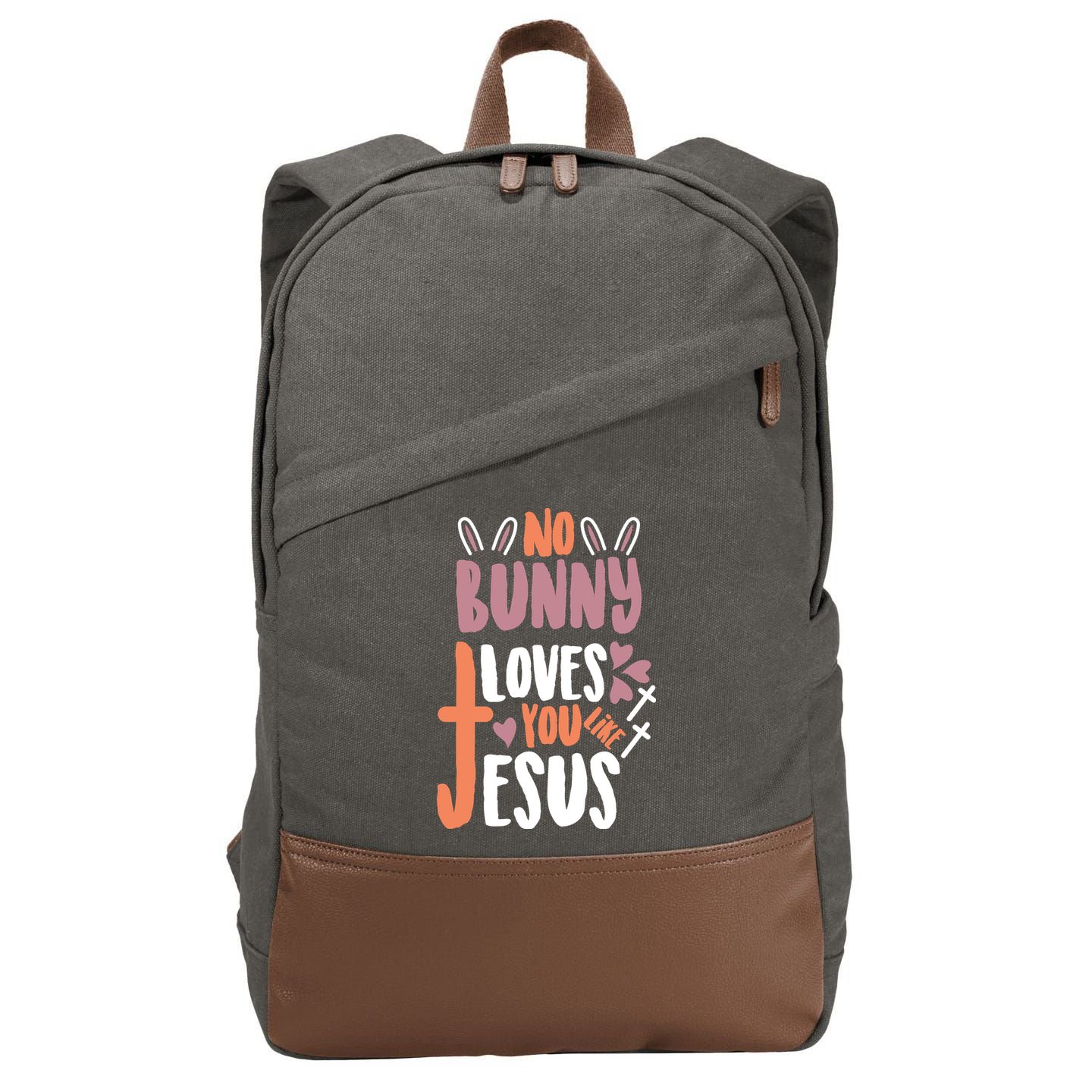 No Bunny Loves You Like Jesus Funny Cotton Canvas Backpack