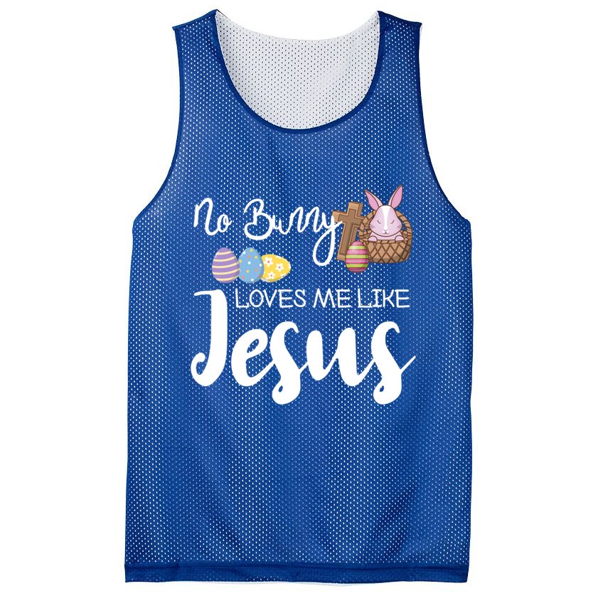 No Bunny Loves Me Like Jesus Easter Christian Graphic Gift Mesh Reversible Basketball Jersey Tank