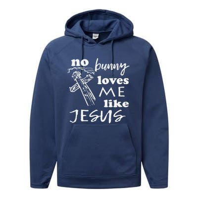 No Bunny Loves Me Like Jesus (White Print) Easter Performance Fleece Hoodie