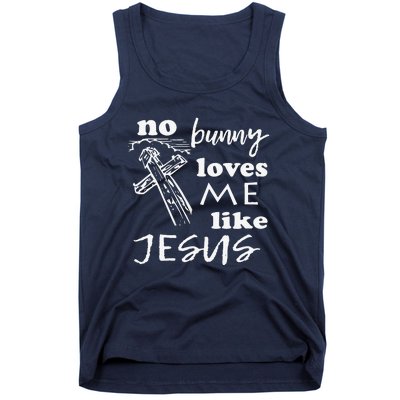 No Bunny Loves Me Like Jesus (White Print) Easter Tank Top