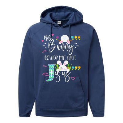 No Bunny Loves Me Like Jesus Christian Easter For Performance Fleece Hoodie