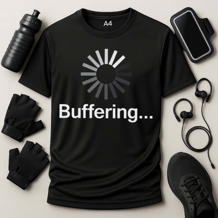 Nerdy Buffering Loading Screen Funny Meme Nerd Streaming Lol Cooling Performance Crew T-Shirt
