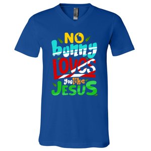 No Bunny Loves You Like Jesus Christian Religious Easter Day Cool Gift V-Neck T-Shirt