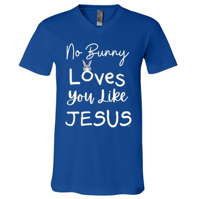 No Bunny Loves You Like Jesus Easter Christian Church Events Gift V-Neck T-Shirt