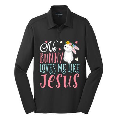 No Bunny Loves Me Like Jesus Christian Easter Gift Silk Touch Performance Long Sleeve Polo