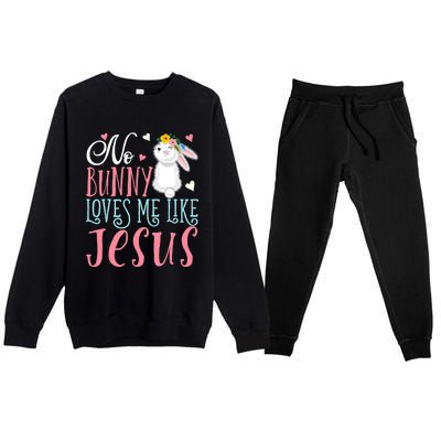 No Bunny Loves Me Like Jesus Christian Easter Gift Premium Crewneck Sweatsuit Set