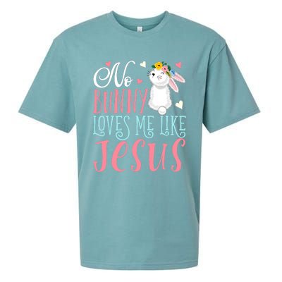 No Bunny Loves Me Like Jesus Christian Easter Gift Sueded Cloud Jersey T-Shirt