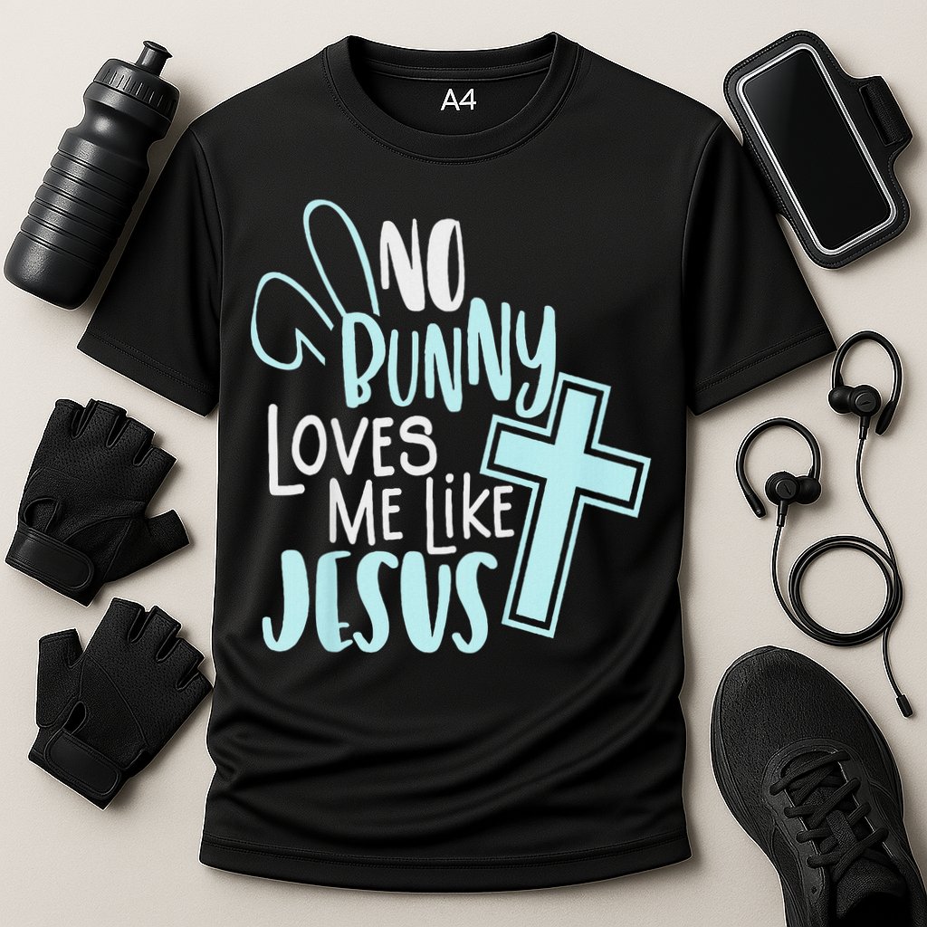 No Bunny Loves Me Like Jesus, Christian Easter Resurrection Cooling Performance Crew T-Shirt