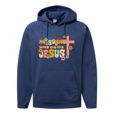 No Bunny Loves You Like Jesus Funny Christian Easter Day Cute Gift Performance Fleece Hoodie