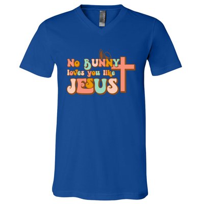 No Bunny Loves You Like Jesus Happy Easter Day Christian Gift V-Neck T-Shirt