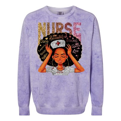 Nurse Black Magic Afro Melanin Queen Black History Gift Colorblast Crewneck Sweatshirt