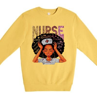 Nurse Black Magic Afro Melanin Queen Black History Gift Premium Crewneck Sweatshirt